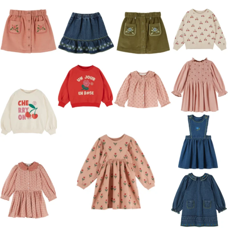 Children's EM AW26 Floral Vintage Dress for Girls Printed Autumn Winter New Dress