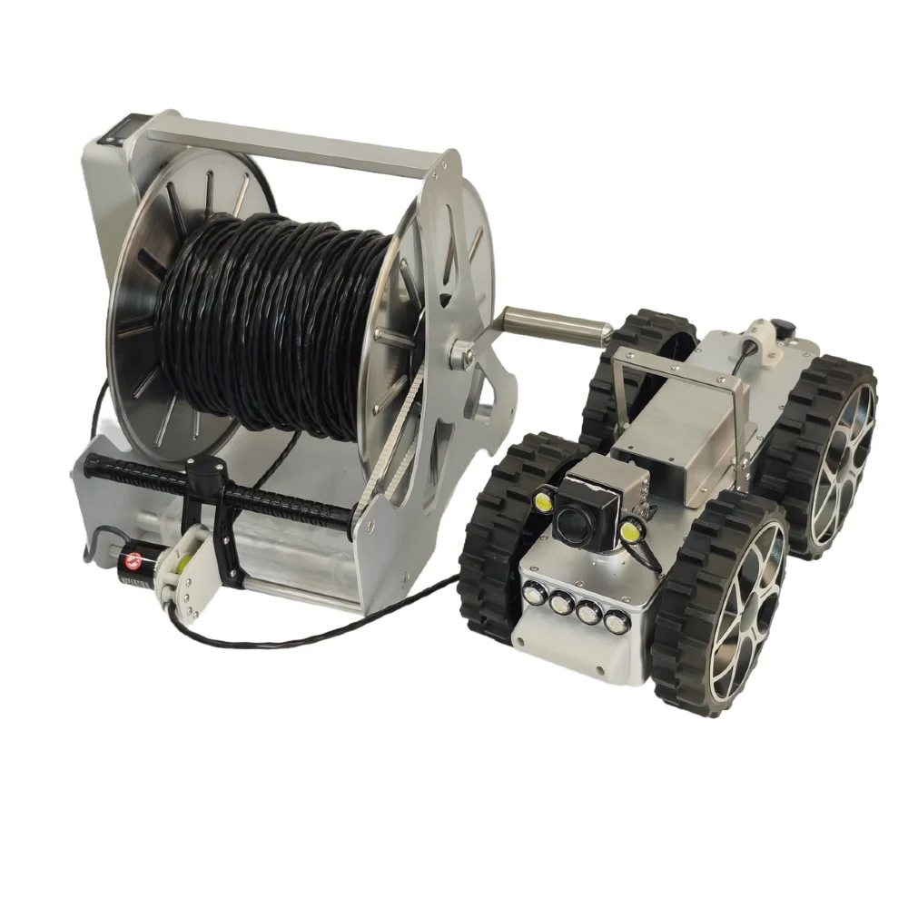 Customize CCTV 30cm Pipeline Inspect Crawler Robot Camera IP68 Waterproof 200 Meters Cable Large Sewer APP Software Count Length