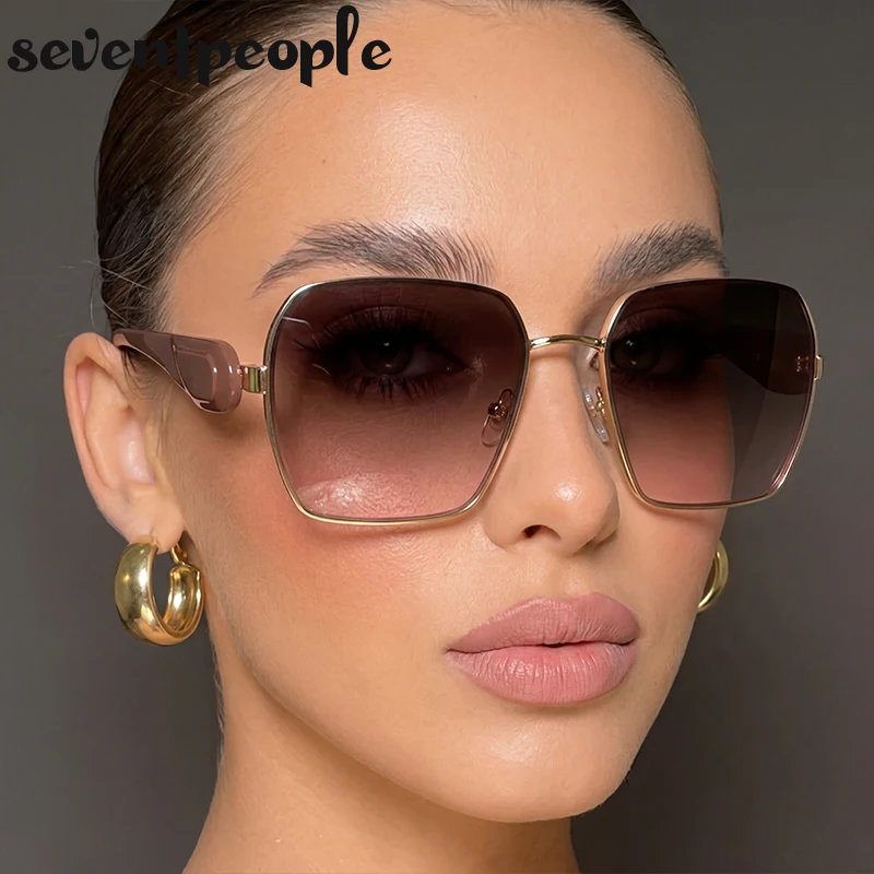 

Oversized Square Sunglasses Women Big 2026 Luxury Designer Gradient Brown Sun Glasses Retro Female Travelling Eyewear Shades