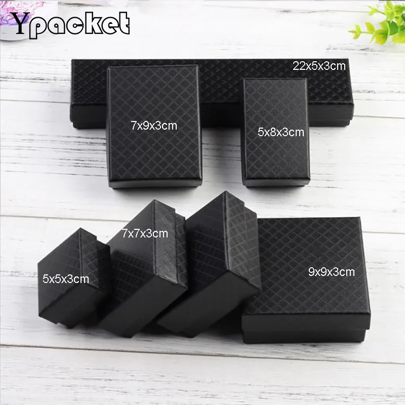 

Diamond Grain Black Jewelry Organizer Box Engagement Rings For Earrings Necklaces Pendant Bracelet Display Gifts Storage Cases