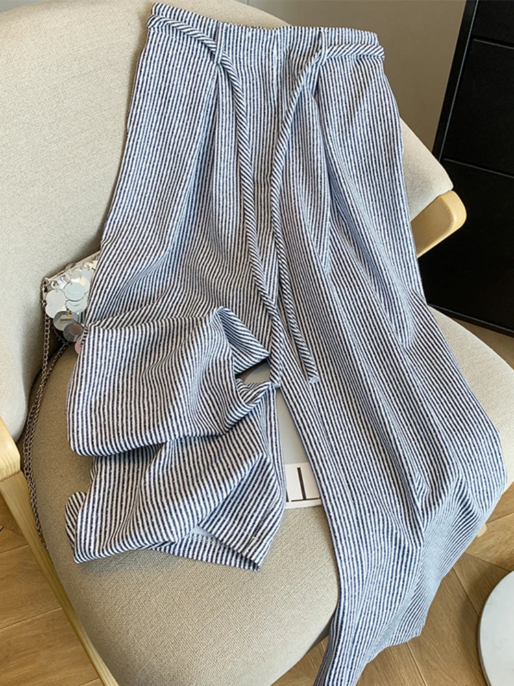 

Stripe Drawstring Elastic Low Waist Baggy Sweatpants Women Casual Loose Straight Leg Pants Leisure Summer Streetwear Trousers