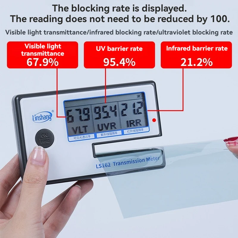 Portable Window Tint Transmission Meter Linshang LS162 Measure IR Rejection UV Blocking Rate Visible Light Transmittance