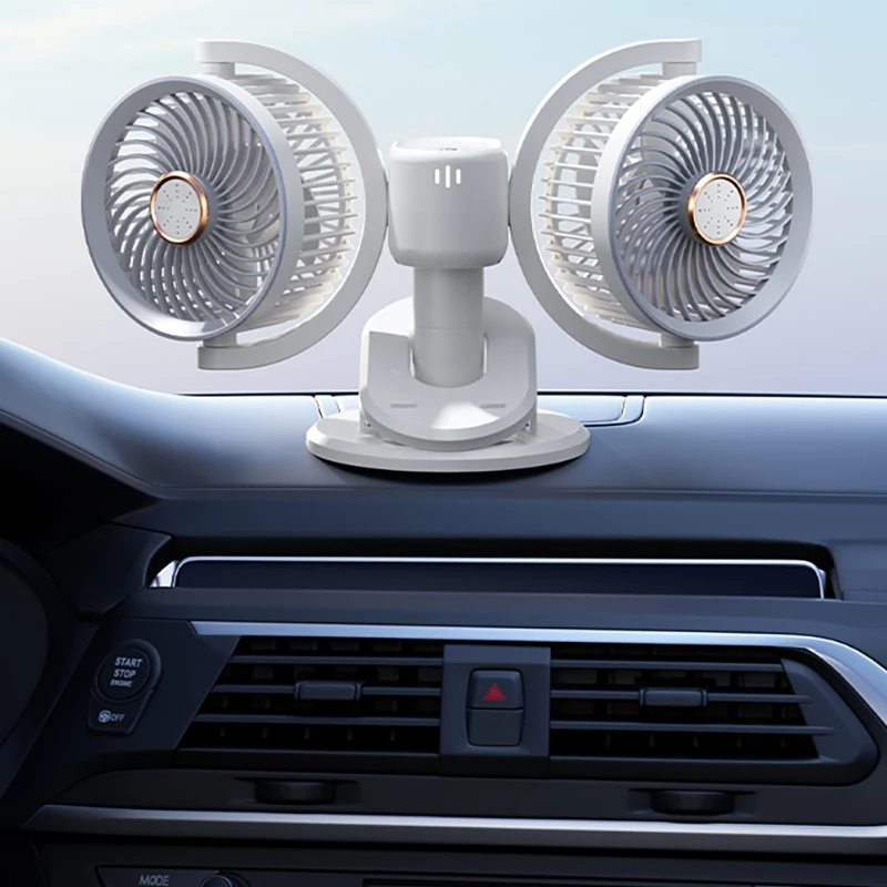 Multi purpose table fan with dual head control loop fan, 4-speed wind speed timer switch, and small night light
