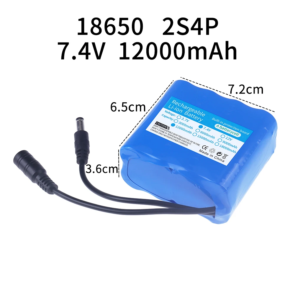 7.4V 12000mAh 18650 Lipo Battery For T188 T888 2011-5 V007 C18 H18 Remote Control RC Fishing Bait Boat Spare Battery Parts