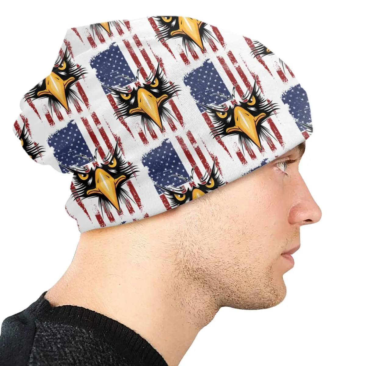 American Eagle Flag Bonnet Hat Knitting Hats Men Women Hip Hop Unisex Adult USA Patriotic Winter Warm Beanies Cap