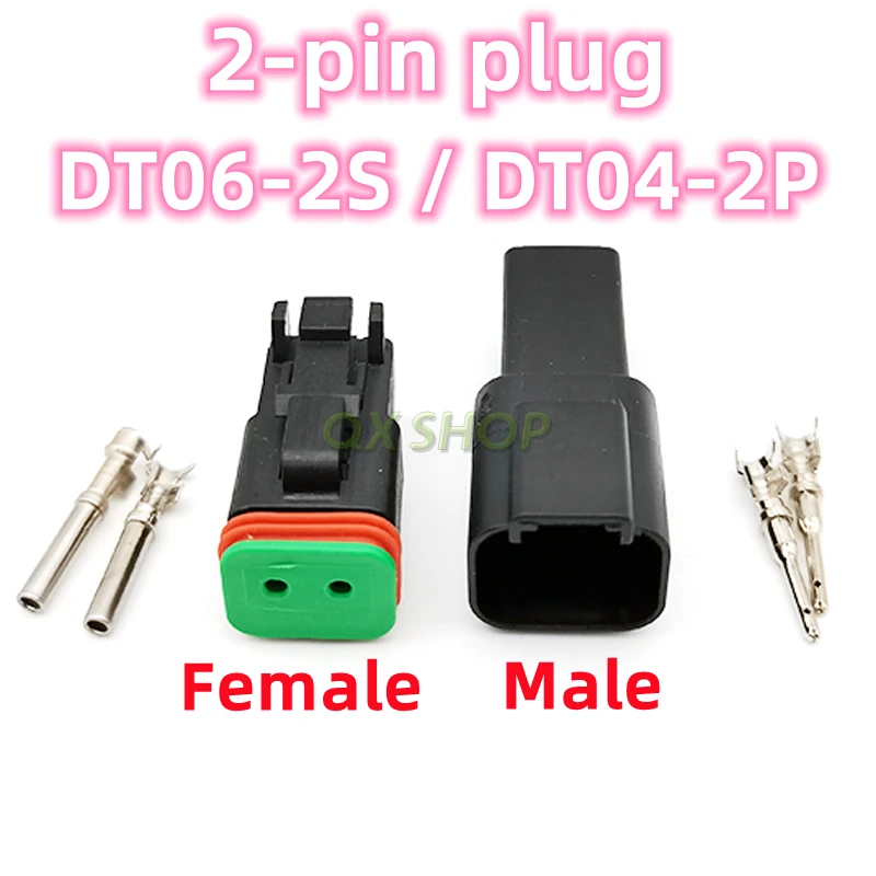 1set 2pin plug Deutsch DT Connector DT06-2S/DT04-2P Waterproof Electrical Connector For Car Excavator Motor With Pins