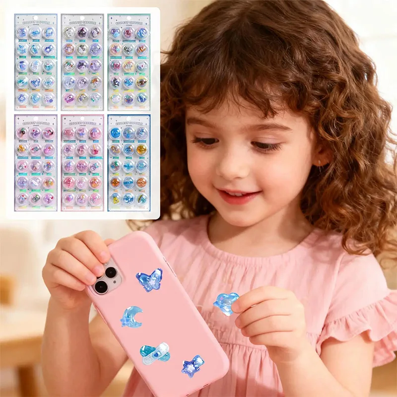 New 3D Creative Relief Capsule Stickers Cute Crystal Handmade Puzzle Children's Reward Stickers Mobile Wall Decoration Stickers
