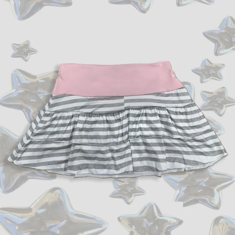 Summer  Japanese  Korean Sweet Style Niche Spicy Girl Versatile Mini Skirt Sexy Fashion Striped Contrasting A-line Short Skirt