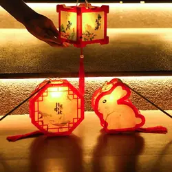 Plastic Luminous Lantern Rabbit/octagon Shaped Chinese Traditional Style Glowing Lanterns Electronic DIY Spring Festival