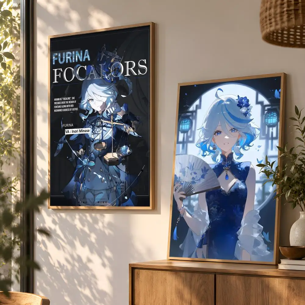 Genshin Lmpact Furina Foutiane Anime Poster Wall Art Home Decor Living Room Bedroom Office Dorm Apartment Gift