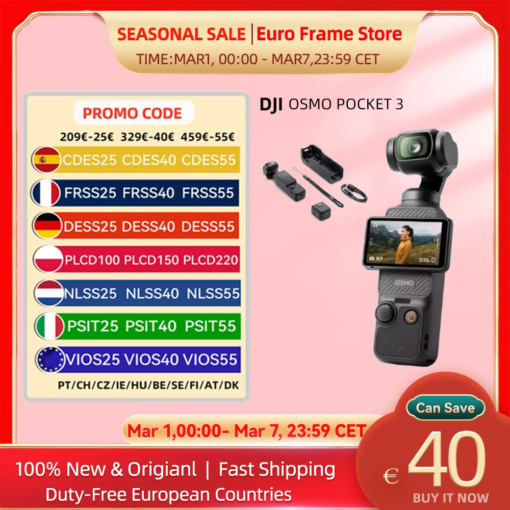 DJI Osmo Pocket 3 Power 1-Zoll-Sense 4K/120fps 2-Zoll drehbares Touchdisplay original brandneu auf Lager