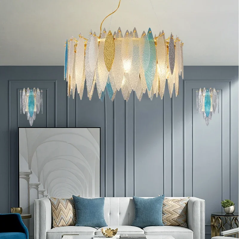

Postmodern luxury light fixture for living room creative colored art glass for dining room master bedroom lighting