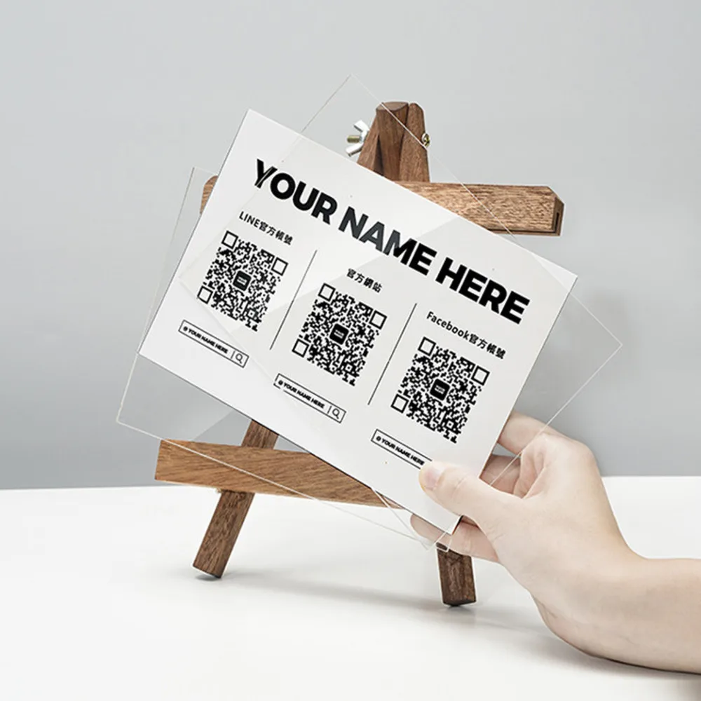 Suporte de código QR inclinado de madeira maciça Alipay WeChat sinal de pagamento para loja bar supermercado café