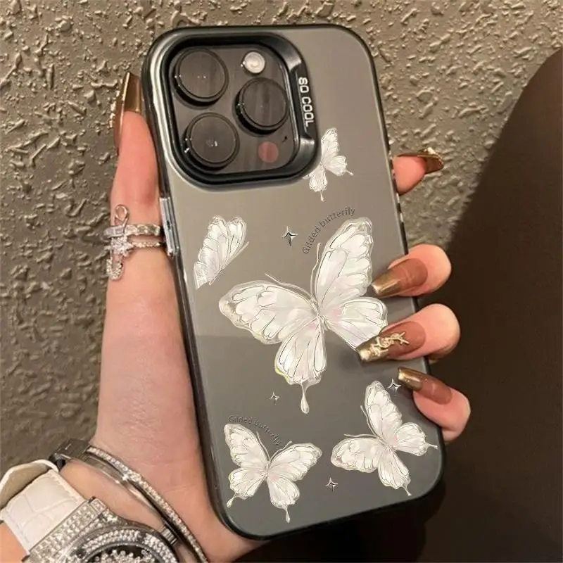 INS 빈티지 스케치 나비 커버 OPPO Reno 12F 11F 10 12 Pro 5G Reno 7 4G A78 A98 5G 실버 레이저 IMD 아크릴 하드 케이스