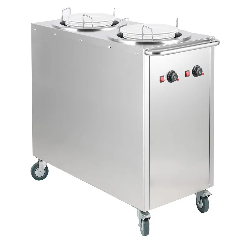 Electric double-headed tableware heating cart 30-85 ° C manual temperature control, universal 20-31 cm, plate heater