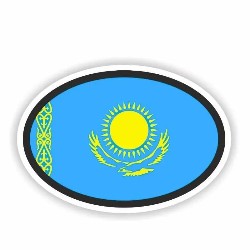 Personalized Customization Car Styling KAZAKHSTAN Flag Oval Accessories Waterproof Reflective Sunscreen Decal Car Sticker