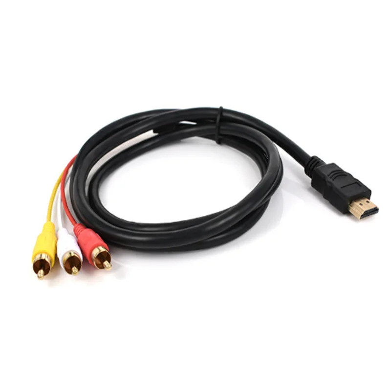 High Definition HDMI to 3RCA Cable 1.5m Gold-Plated HDMI to AV Cable HDMI to Tri-Color Component Cable Audio Cable