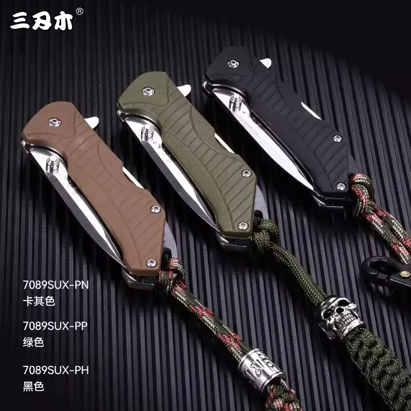 Sanrenmu 7089 Multi Function Folding Knife EDC Tool with Belt Clip for Travel and Camping NO LOCK