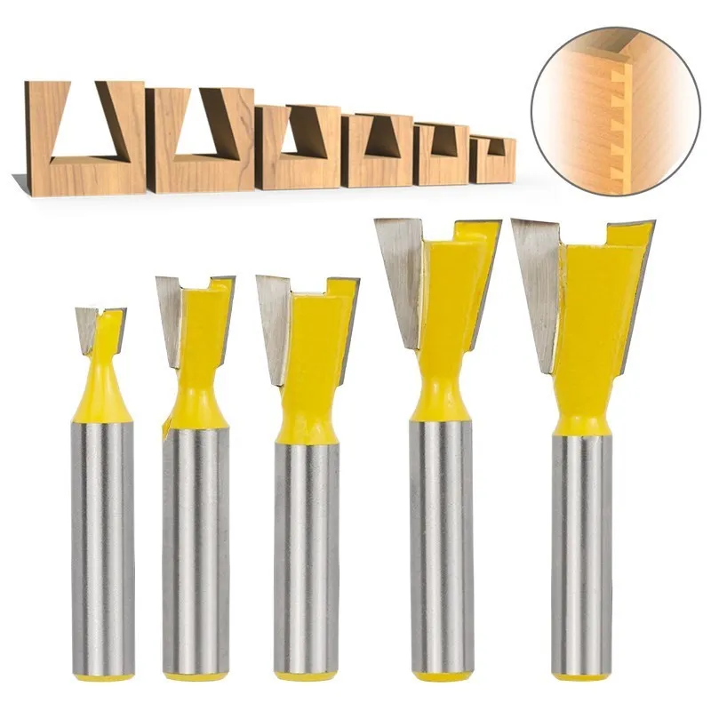 8mm Shank Dovetail Joint Router Bits 1/4 3/8 1/2 5/8 3/4 14 Degree Woodworking Engraving Bit Milling Cutter for Wood Cut