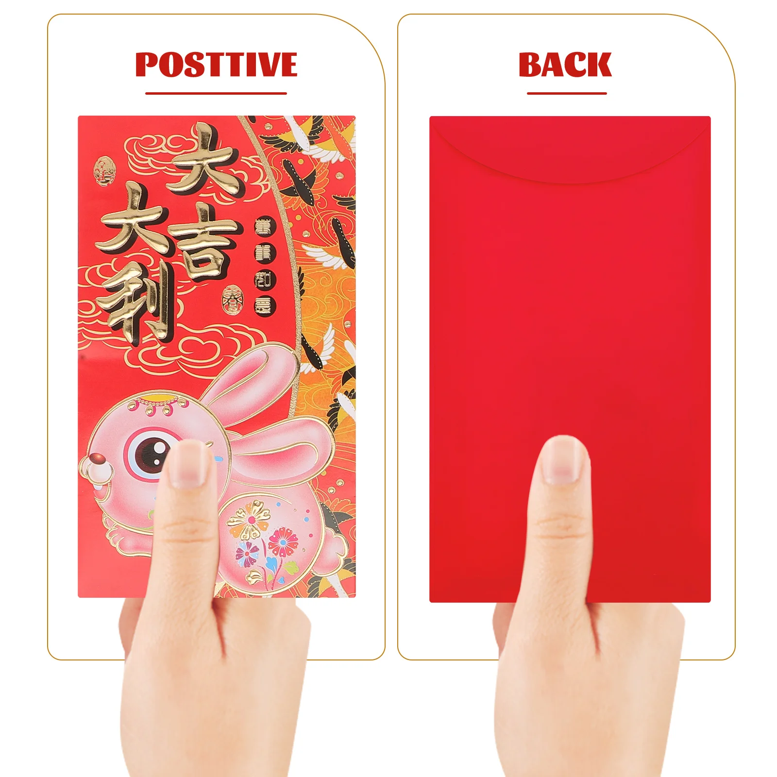 Lot d'Enveloppes Rouges de ix, Sac Porte-Bonheur, Style Chinois, Dessin Animé, Année du Lapin, Festival du Printemps, 60 Pièces, 2023