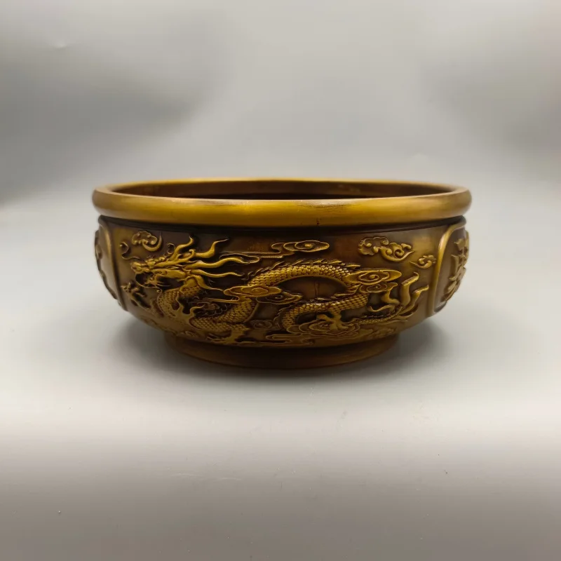 Dragon and Phoenix Auspicious Cornucopia Copper Incense Burner Home Decorative Craft Collectible