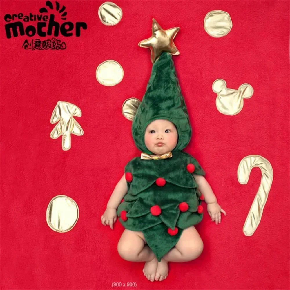 Animal Christmas Tree Newborn Photography Props Cute Girls Outfits Backdrop Dolls Decoration Theme Set Studio Shoot Photo Props