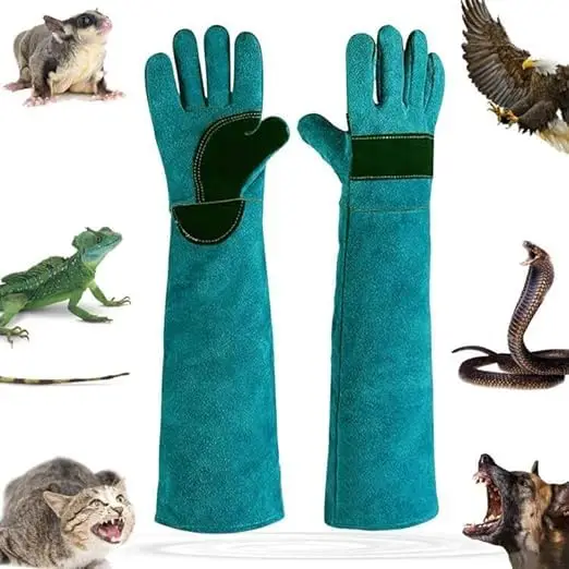 Animal Handing Gloves Bite Proof,Leather Welding Gloves,Multipurpose Puncture Proof Glove for Dog,Cat,Reptile,Snake
