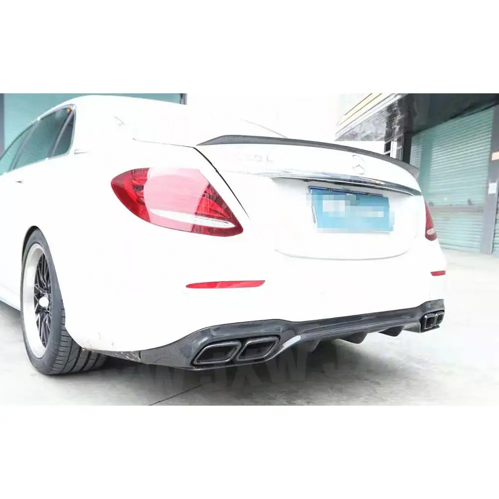 Carbon Fiber Car Rear Lip Diffuser Bumper Spoiler for Mercedes Benz E Class W213 E250 E350 E400 E43 E63 AMG 2017-2019 FRP Kits