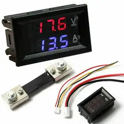 DC0-100V 1A 10A 50A 100A Voltmeter Ammeter Red Blue LED Green LED Dual Gauge Digital Display Volt Meter Digital Amp J6K8