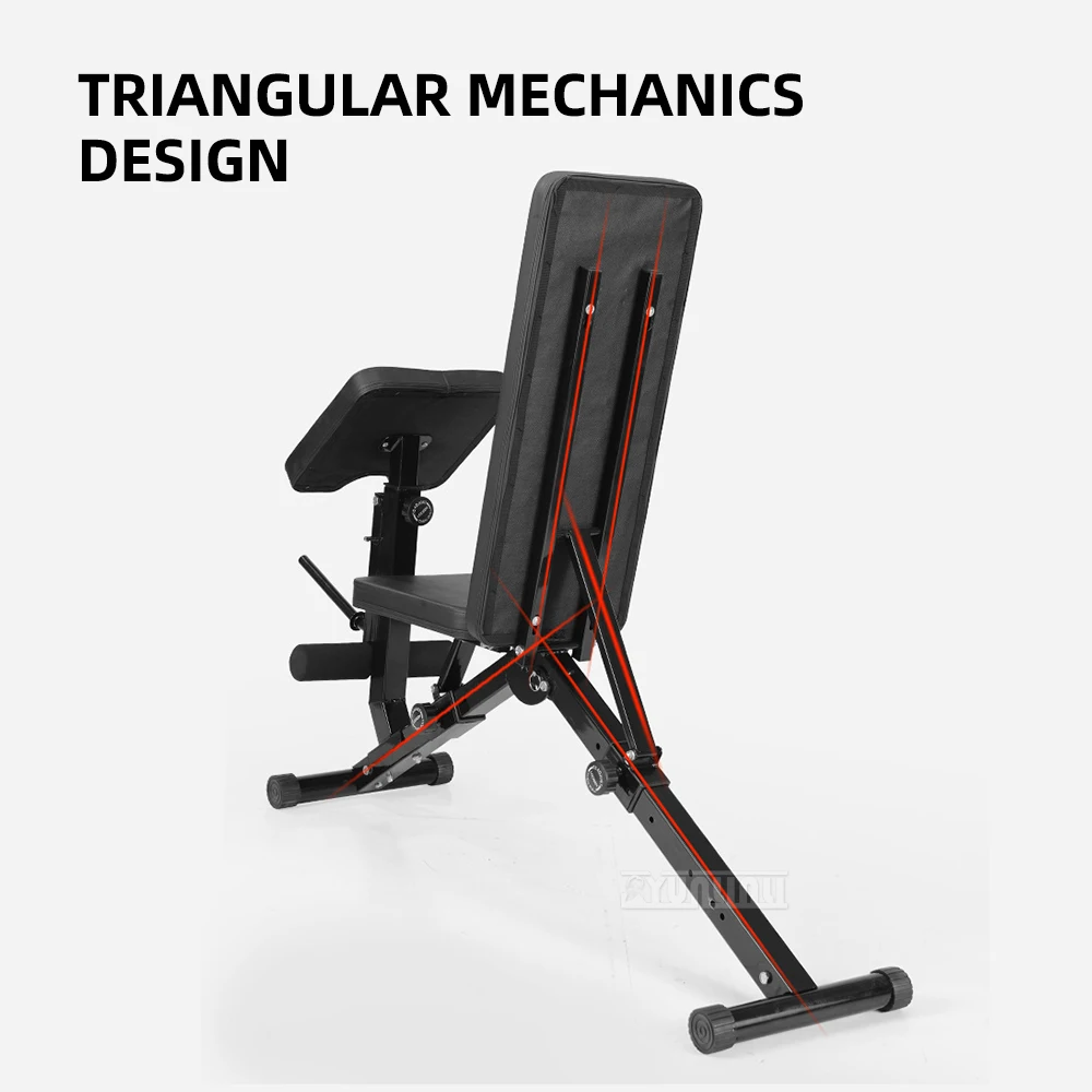 Preacher Curl Bank mit Beintrainer, klappbare Hantelbank für Bizeps-, Brust- und Beintraining