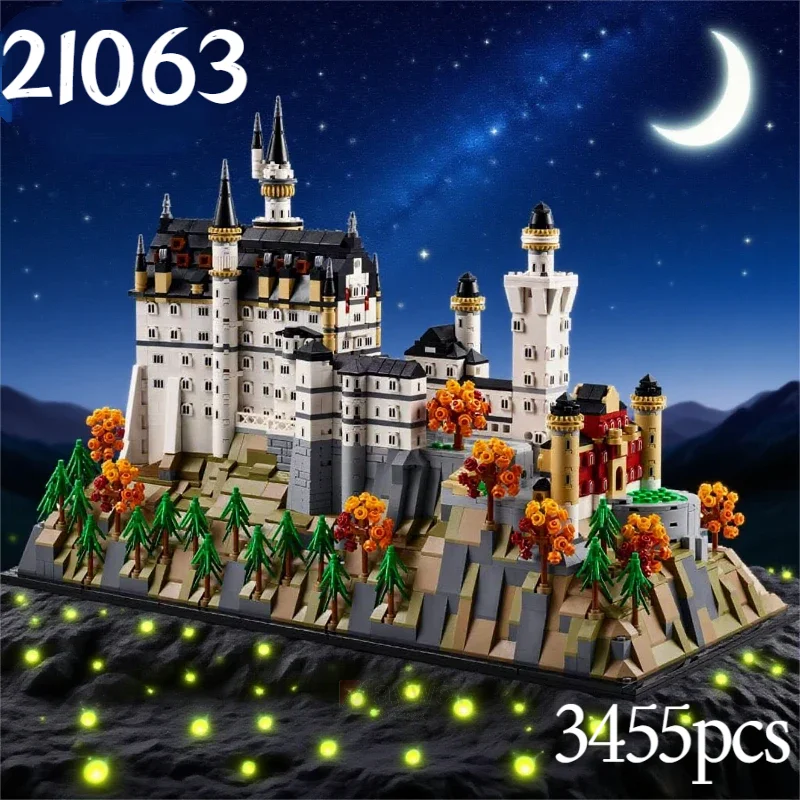 In Magazzino Nuovo 3455 pz 2025 Castello di Neuschwanstein Modello Architettonico Castello Europeo Building Blocks Mattoni Regali Di Natale A