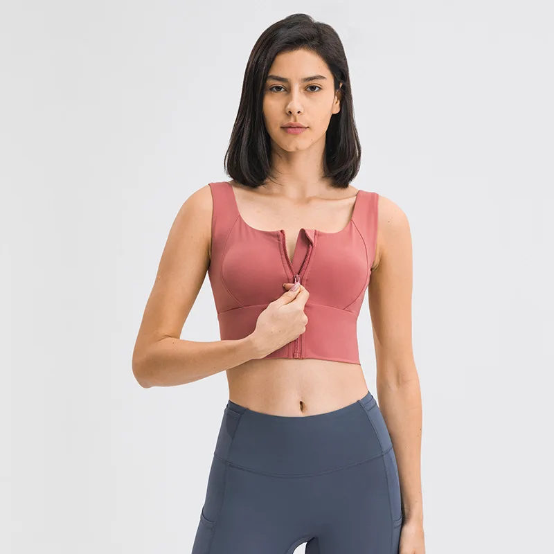 New fashionable and versatile zipper sports bra for women gathering and shock-absorbing collecting accessory breasts, sports bra