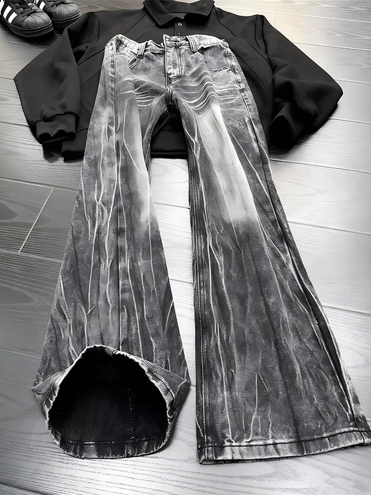 

Мужские джинсы Bla Lightning Bamboo Node Thiened Fce Denim, осенне-зимние, прямого кроя, американского стиля, с высокой талией