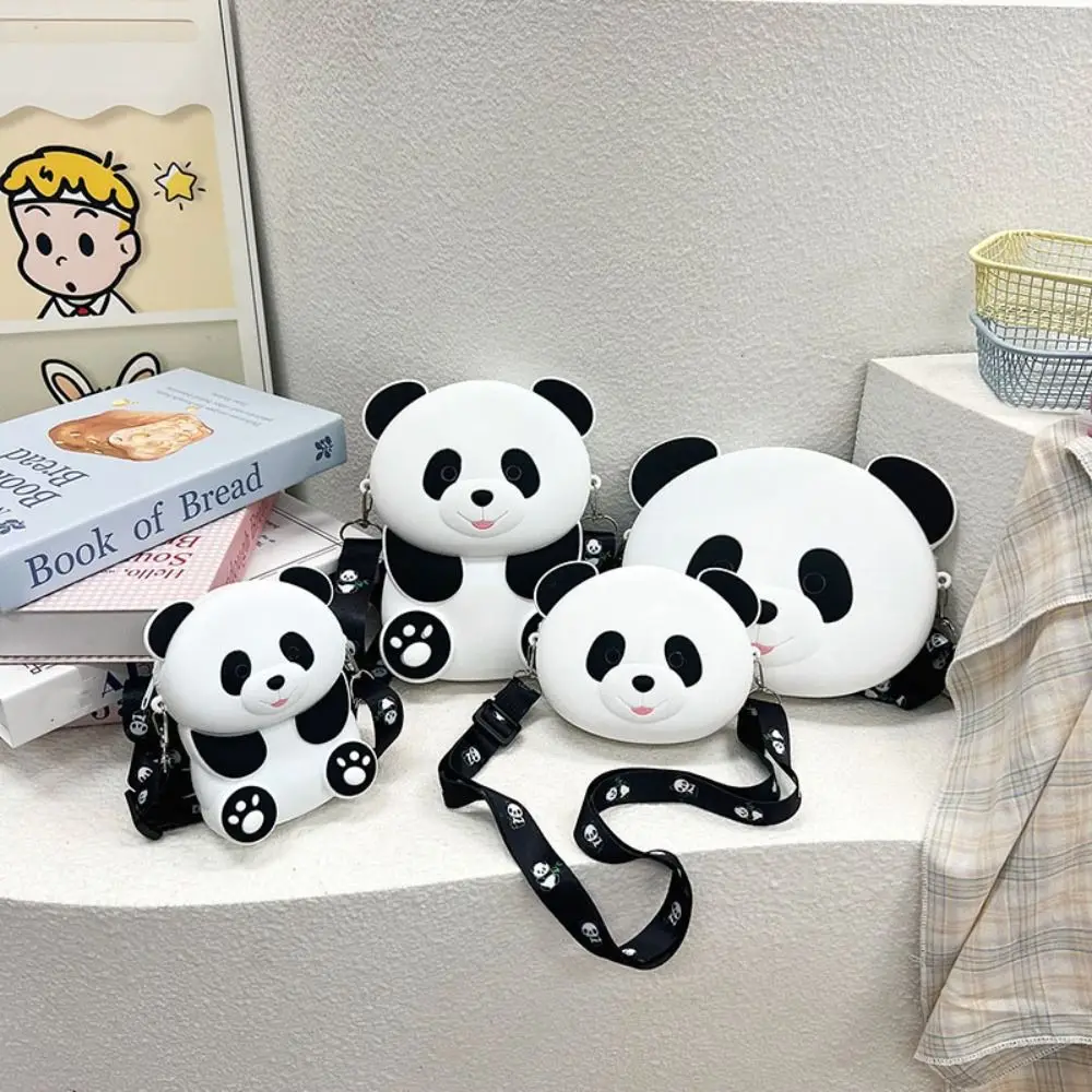 Bolso cruzado de Panda de dibujos animados para mujer, bolsa de silicona multifuncional con diseño de Panda, billetera con cremallera, monedero de dibujos animados