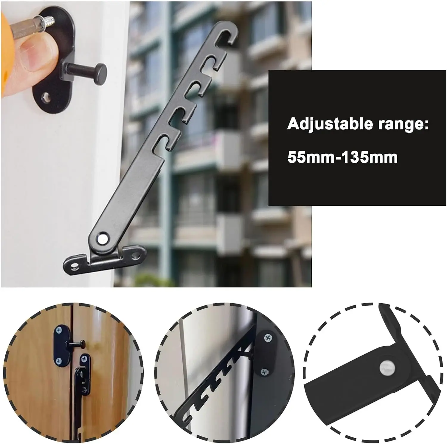 

Inner Window Limiter Latch Position Stopper Casement Wind Brace Home Security Door Windows Sash Lock Child Safety Protection