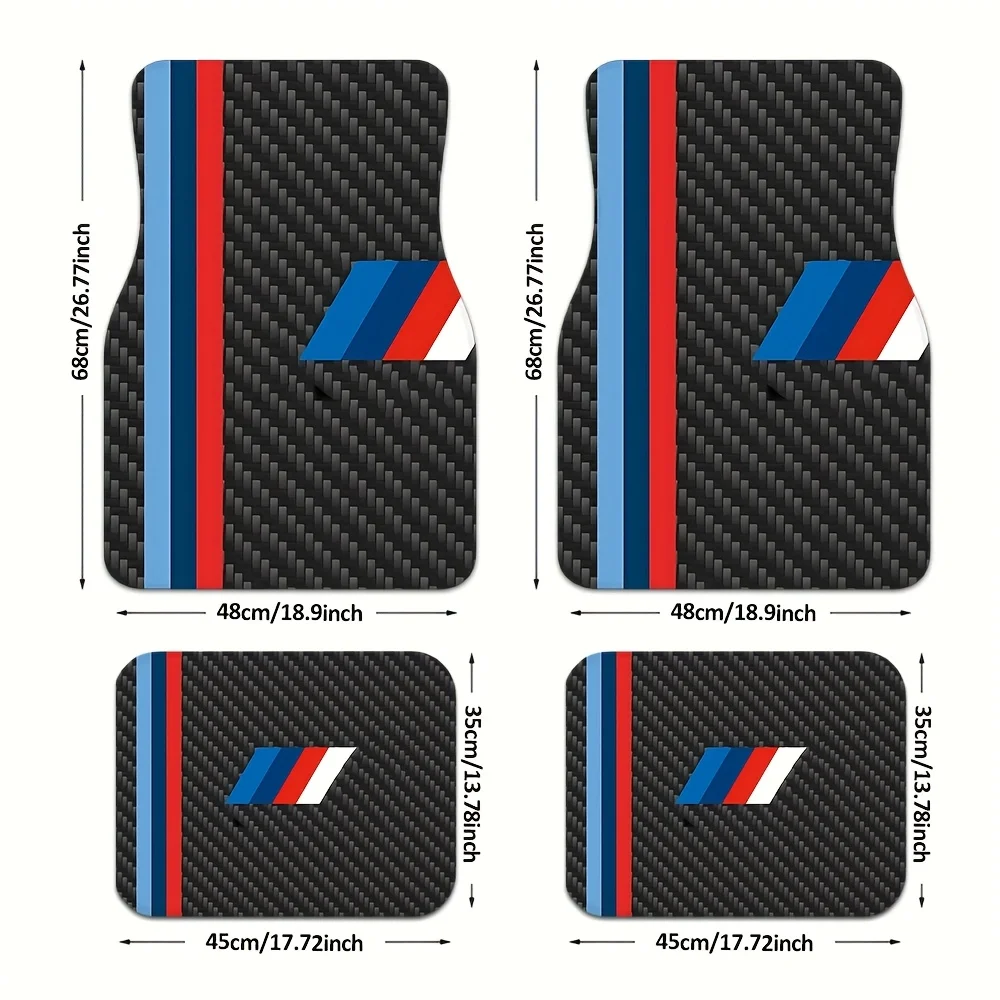 4Pcs For BMW Logo Car Floor Mats Set - Heavy-Duty All-Weather Protection Black/White Styling, Universal Fit For Sedans & SUVs