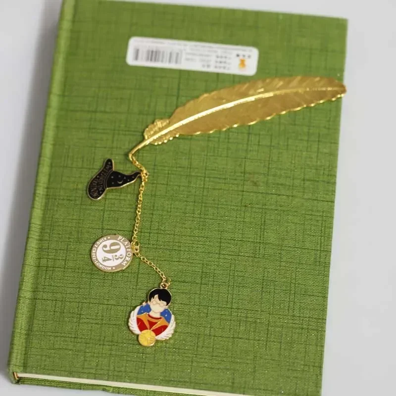 Harries Potters Feather Metal Bookmark Hogwarts Magic World Series Movie Peripherals Book Stationery Children Birthday Gifts