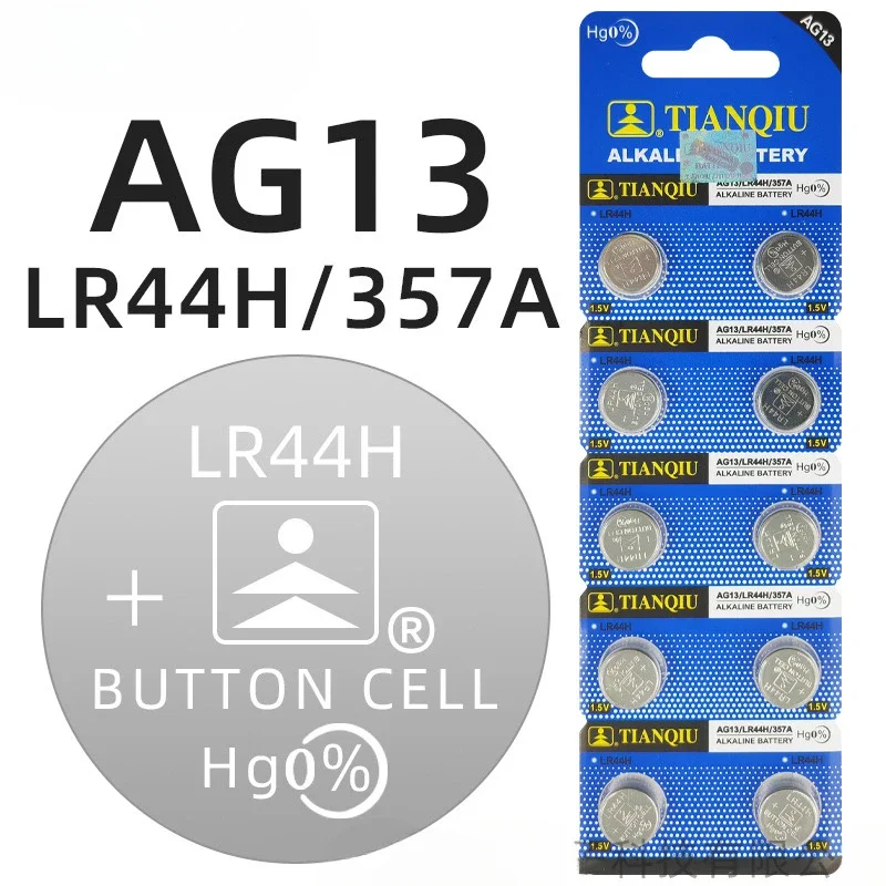 10-100PCS AG13 LR44 A76 357A Button Cell Coin Alkaline Battery 1.55V SR44SW L1154 SP76 pila 357 303 for Watches Toys No Mercury