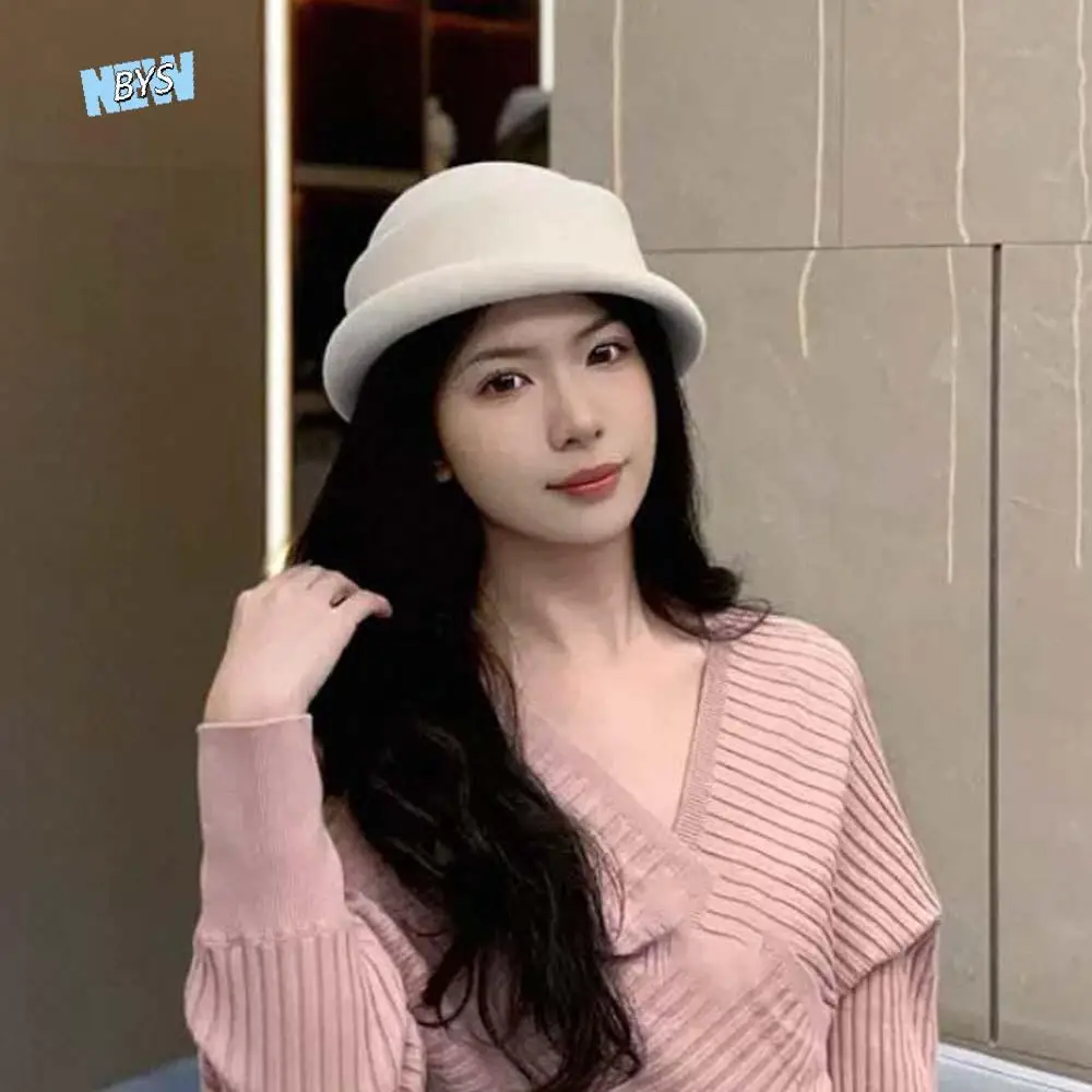 

Live Show Vintage Looking Woolen Rolled Edge Cap Versatile Beret British Top Hat Retro Warmer Woolen Formal Hat Performances