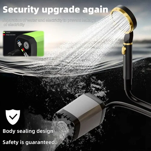 Dispositivo de ducha eléctrica portátil al aire libre, ducha de camping, pantalla digital completa de larga duración para la construcción, camping y uso doméstico