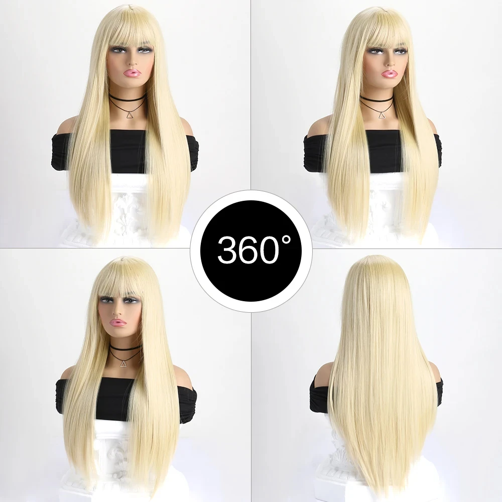 Meistverkaufte 26-Zoll-Synthetikperücke für langes glattes Haar für Halloween-Cosplay, Alltagsperücke, hitzebeständiges Haaraccessoire. – Detail 21