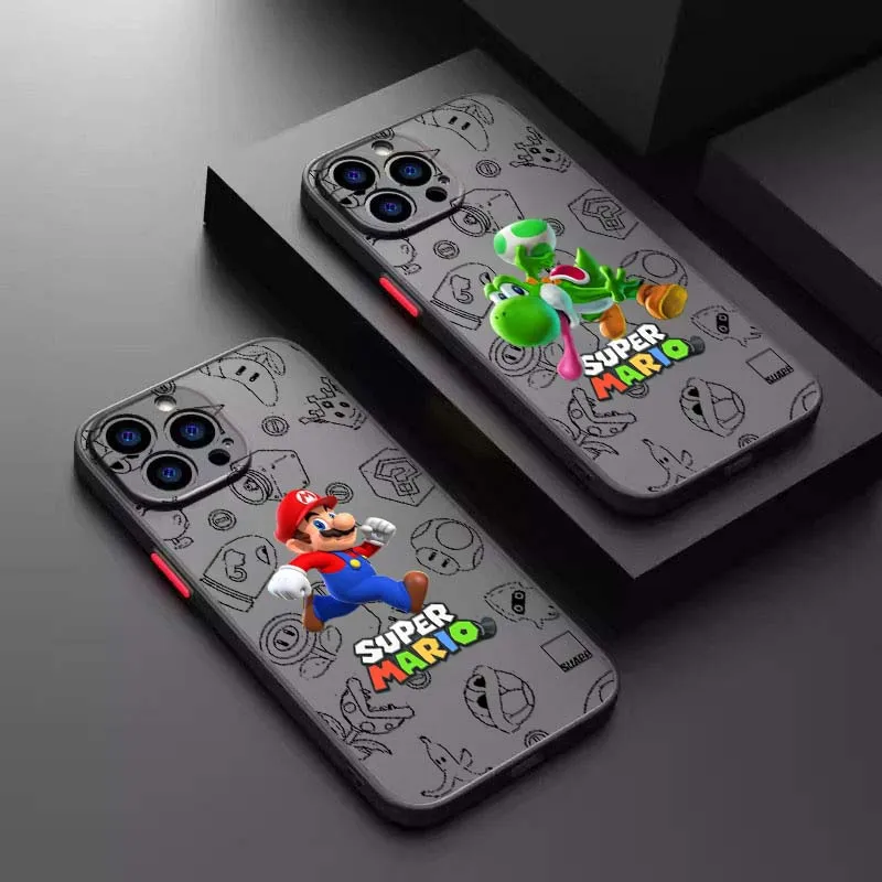 

Anime Super M-Mario Cute Art Phone Case For Apple iPhone 17 16e 16 15 14 13 12 11 XS X Pro Max Plus Frosted Translucent