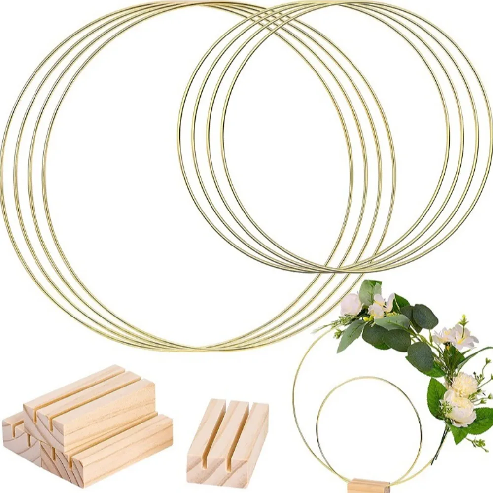 Metal Hoop Wood Base Wedding Party Table Center Decoration DIY Garland Dream Catcher Crafts Bride Hand Ornament Hoop