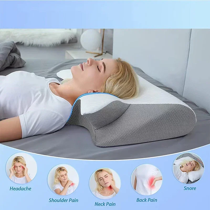 New 2 in 1 Ergonomic Memory Foam pillow Help Sleep,Protect The Neck Cervical Orthopedic Travel Neck Pillow For Sleeping For Home