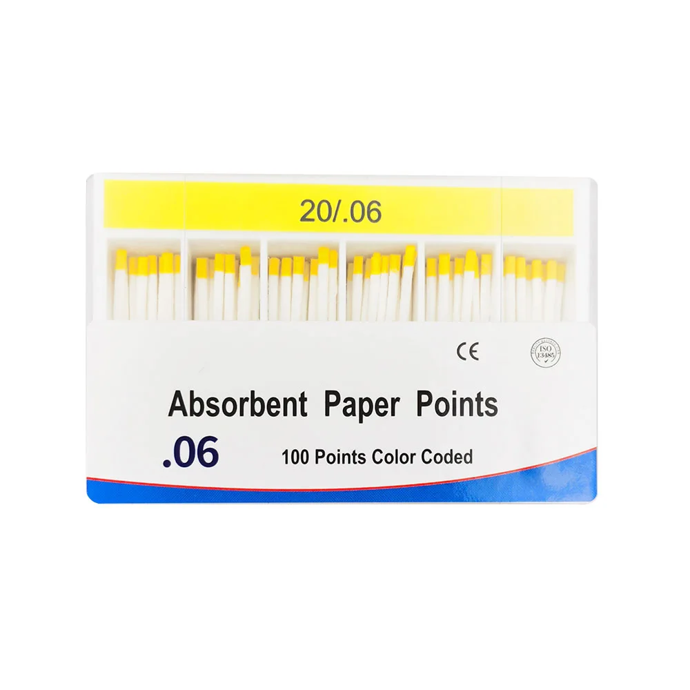 0.06 Taper Dental Absorbent Paper Points 20# 25# 30# 35# 40# Paper Points Cotton Fiber Root Canal Absorption Dental Materials