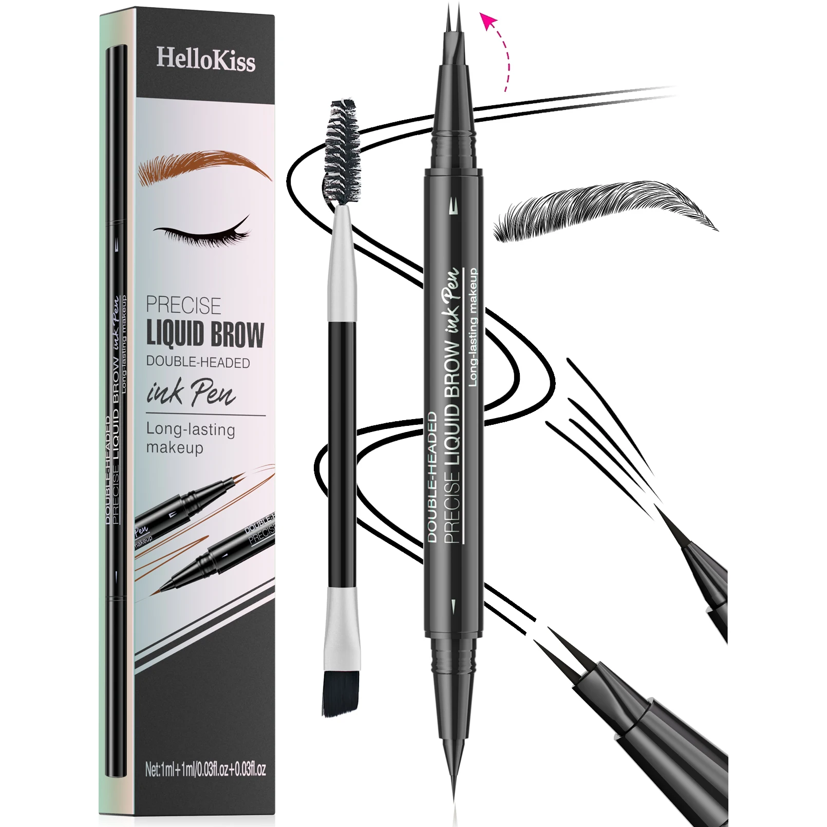 Stylo à sourcils étanche, crayon à sourcils Microblading avec 4 têtes fendues, maquillage des sourcils d'apparence naturelle (5 couleurs)