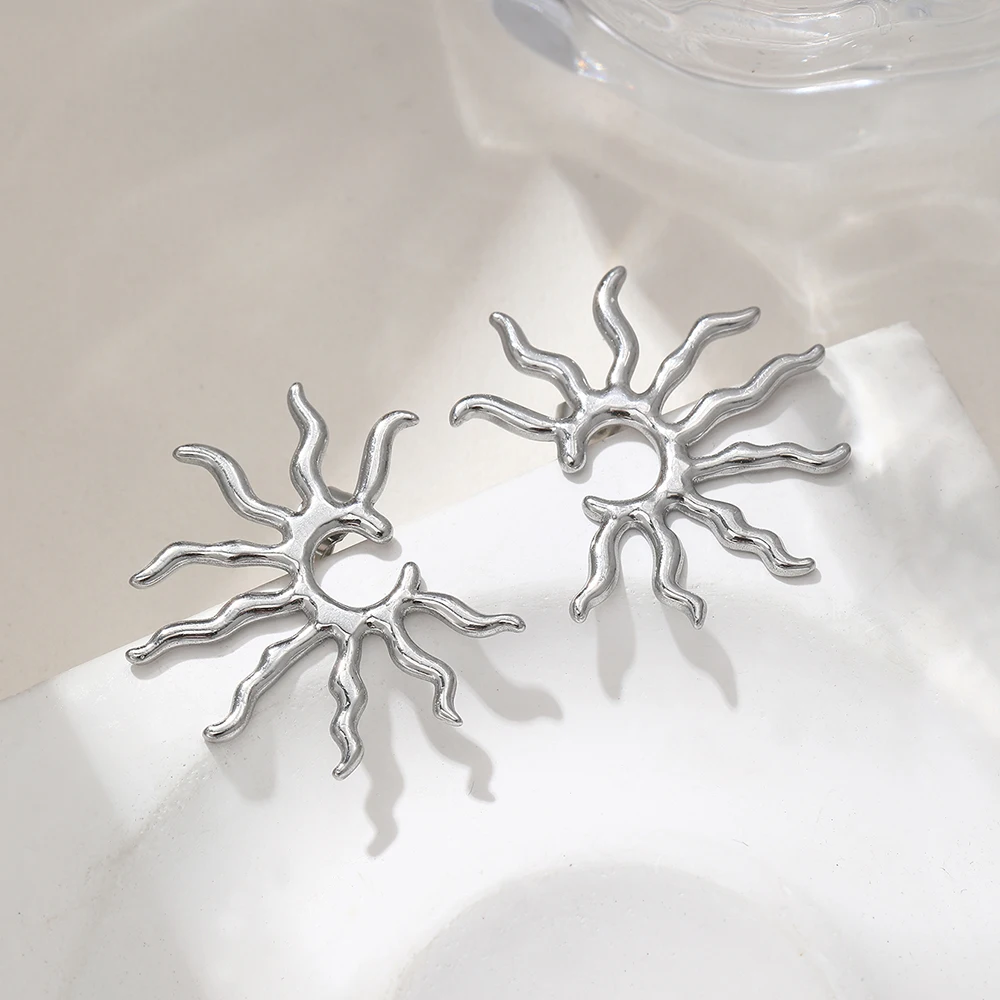 Stainless Steel Earrings Beautifully Unique and Individual Designs Blazing Sun Sculpted Earrings For Women Jewelry Daily Wear