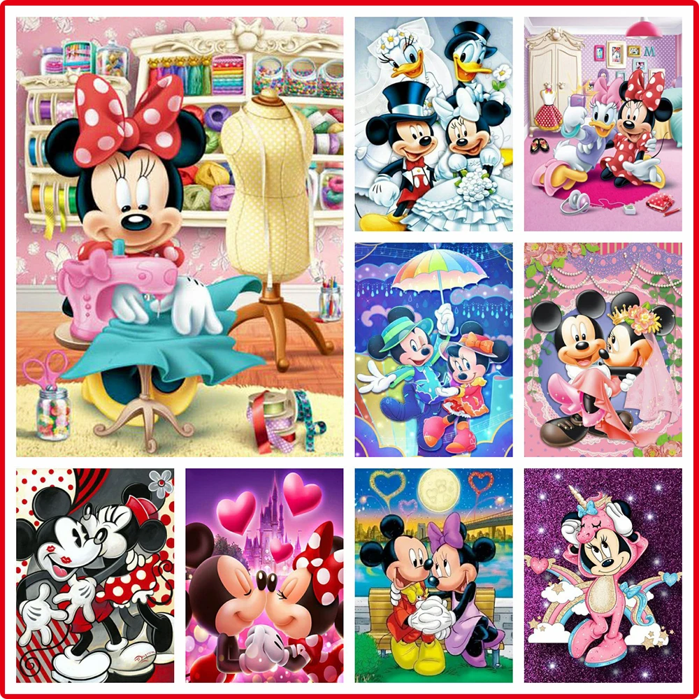 Disney Cross Stitching Kits Mickey Mouse Diy Embroidery Fabric Animal White Canvas Cartoon 11ct Needlework Child Hobby