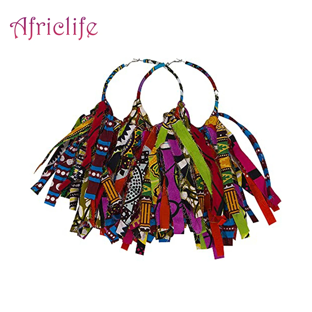 2023 New Multi color Ankara Ethnic Earrings African Print Fabric circular Earrings Jewelry Earring for Women wyb1198