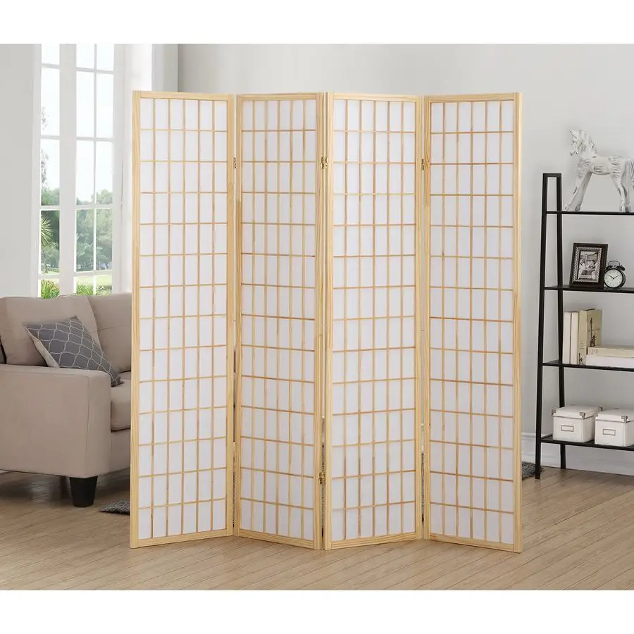 

Oriental Shoji 4 Panel Screen Room Divider, Natual